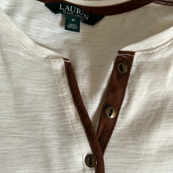 Lauren Ralph Lauren Henly Top with Faux Suede Accents Size Medium - Picture 3 of 7